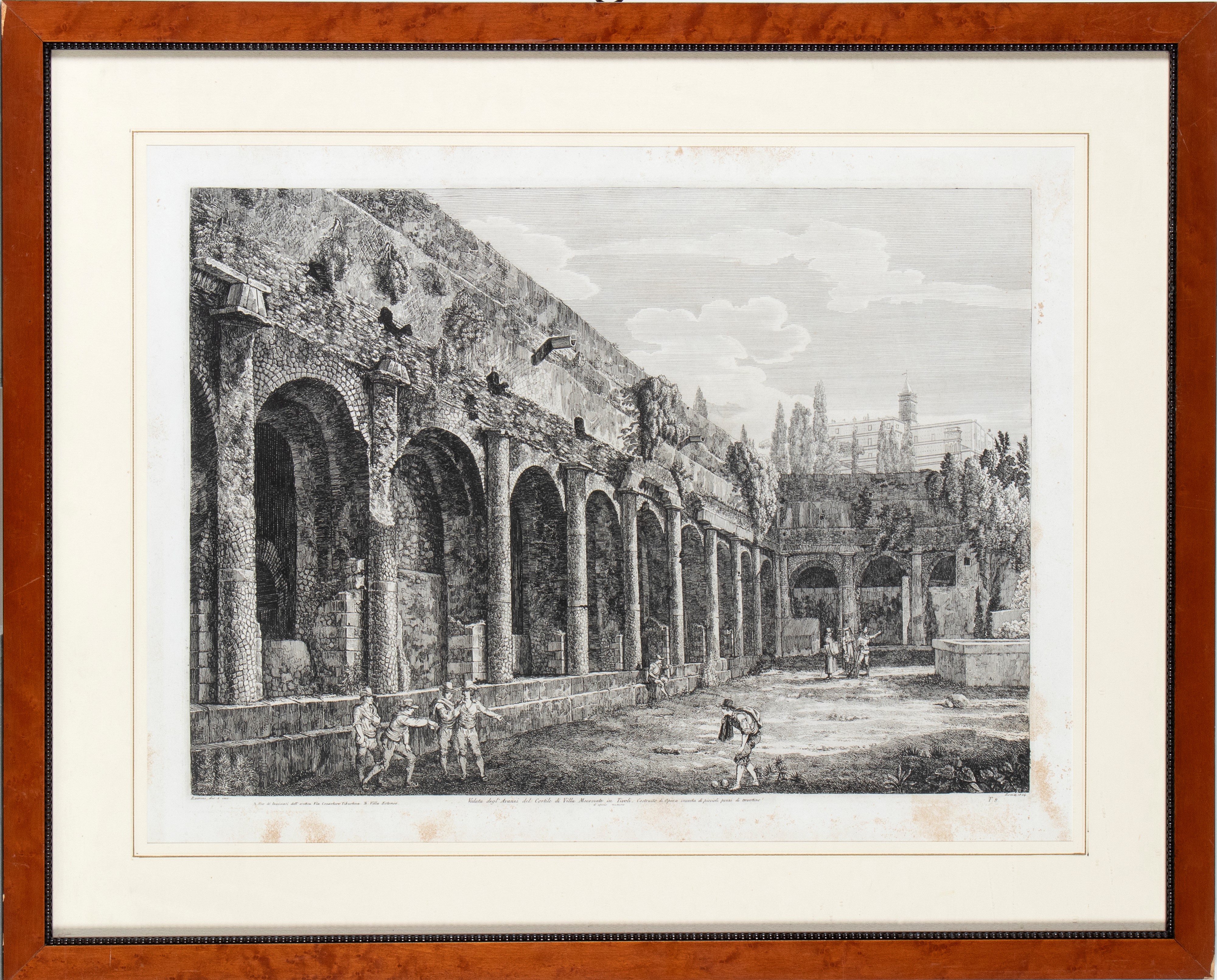 Luigi Rossini - Veduta dell'avanzi del Cortile di Villa Mecenate in Tivoli, acquaforte