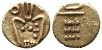 India, Fanam di Cochin-Malabar (XVII-XVIII secolo), oro