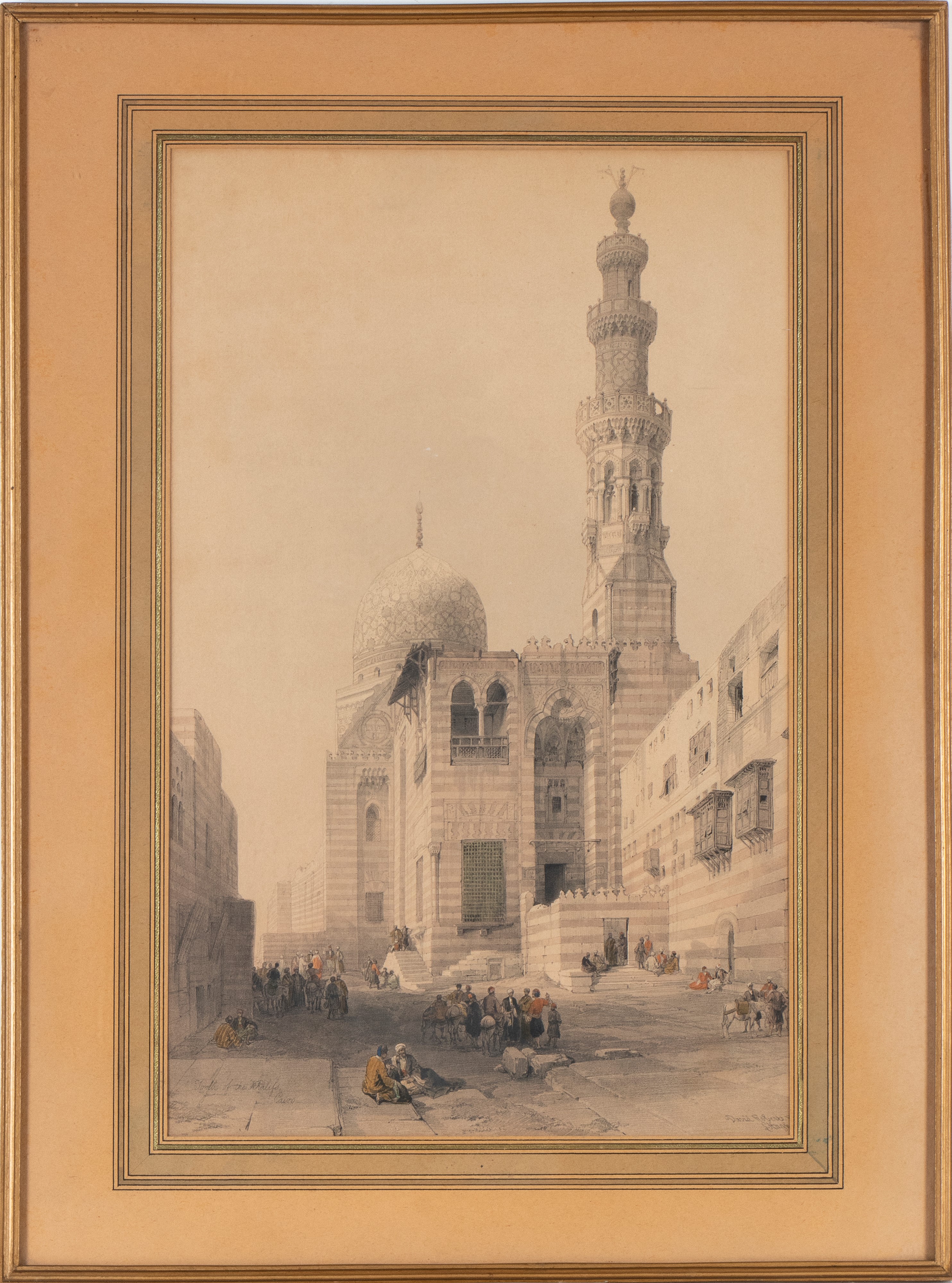 Louis Haghe - Tombs of the Khalifs, Cairo, litografia ritoccata a mano