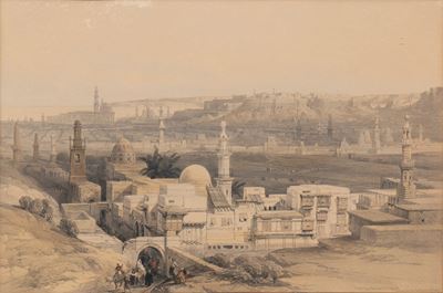 Cairo, from the Gate of the Citizenib, Looking Towards the Desert of the Suez, litografia ritocca...