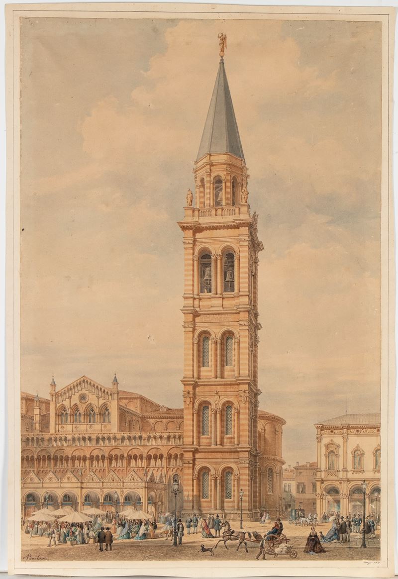 Progetto di restauro della Cattedrale di Ferrara, acquarello e inchiostro su carta, 1876