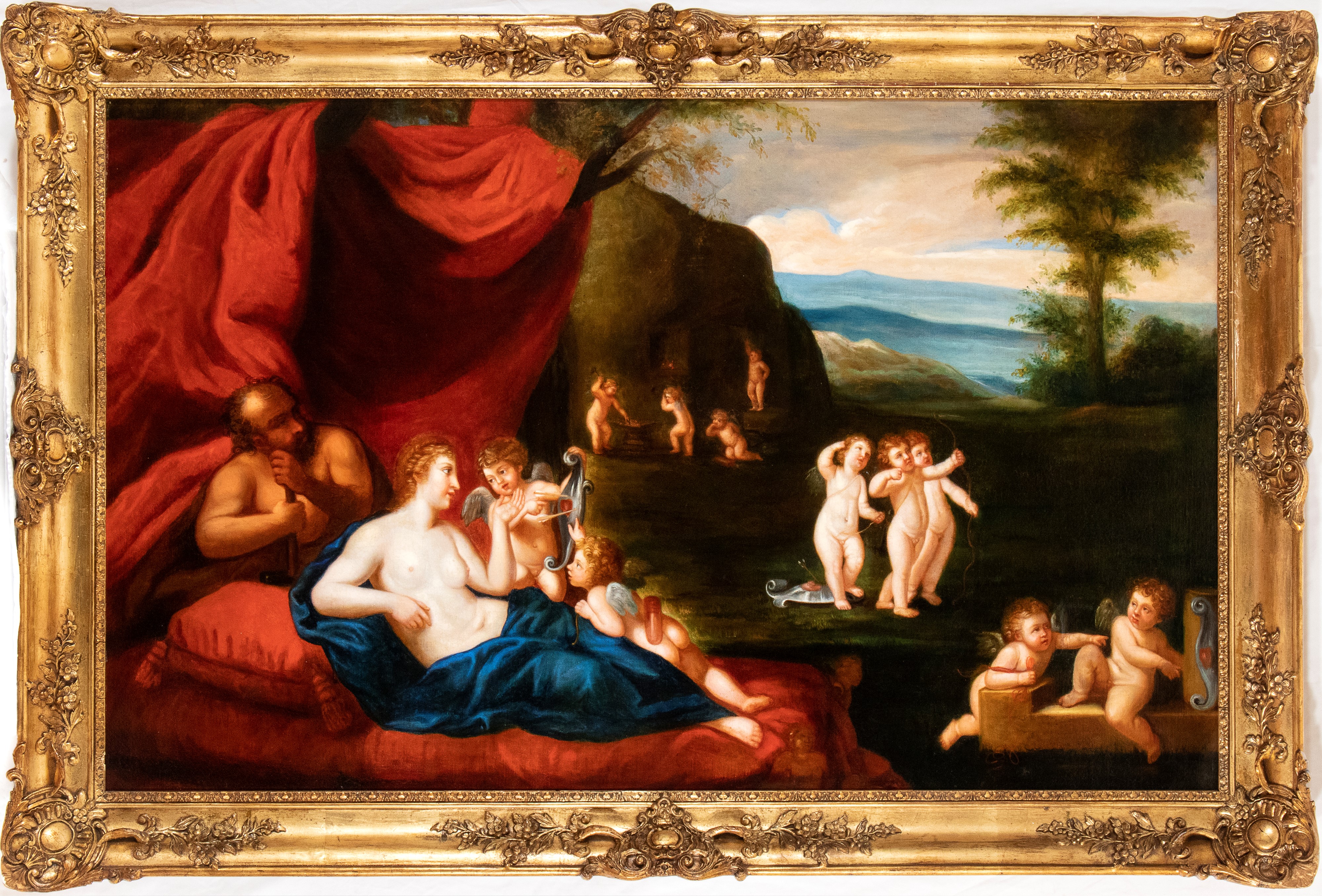 Francesco Albani - Venere, Vulcano e amorini in un paesaggio, olio su tela