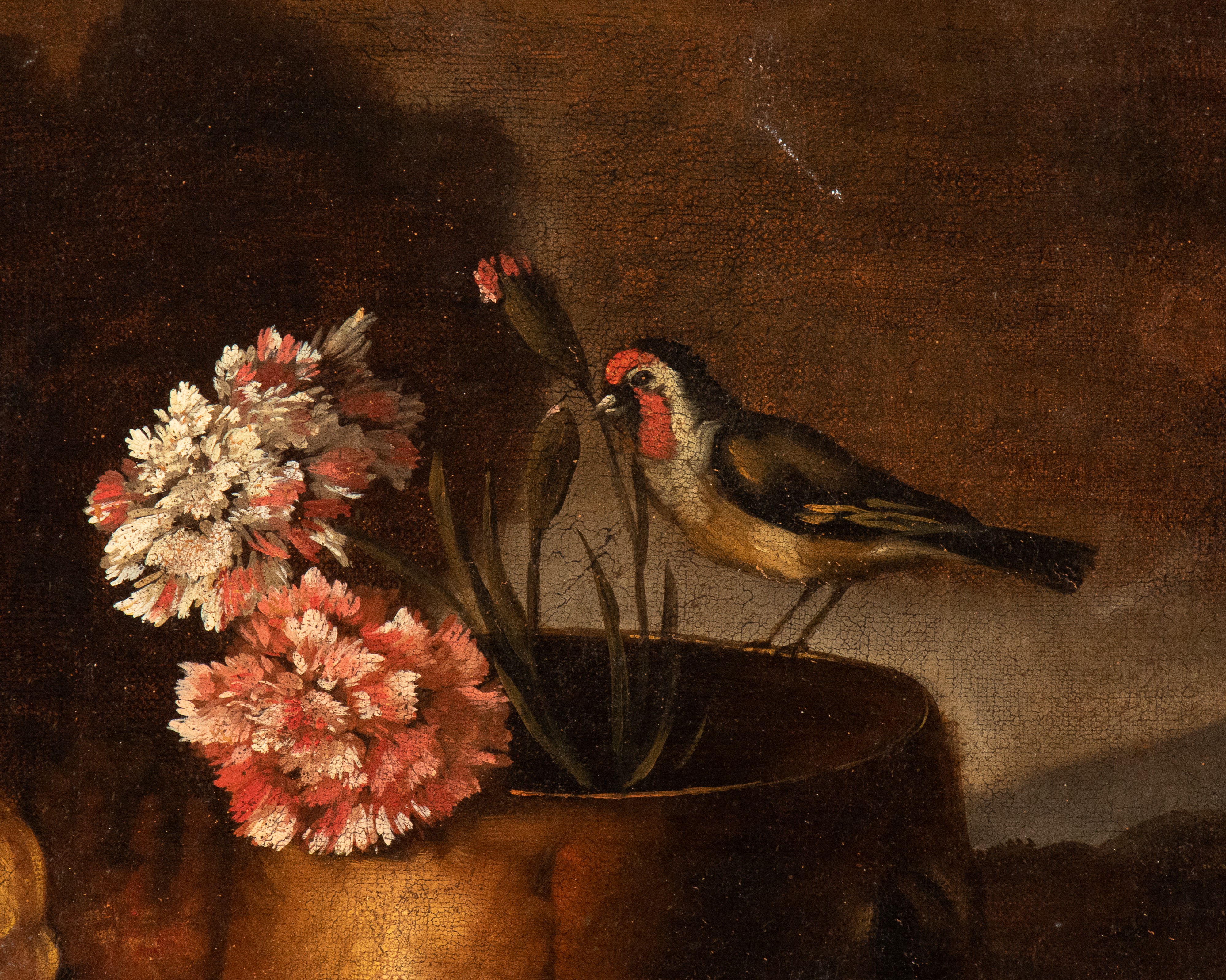 Natura morta con limoni, fragole e uccellino