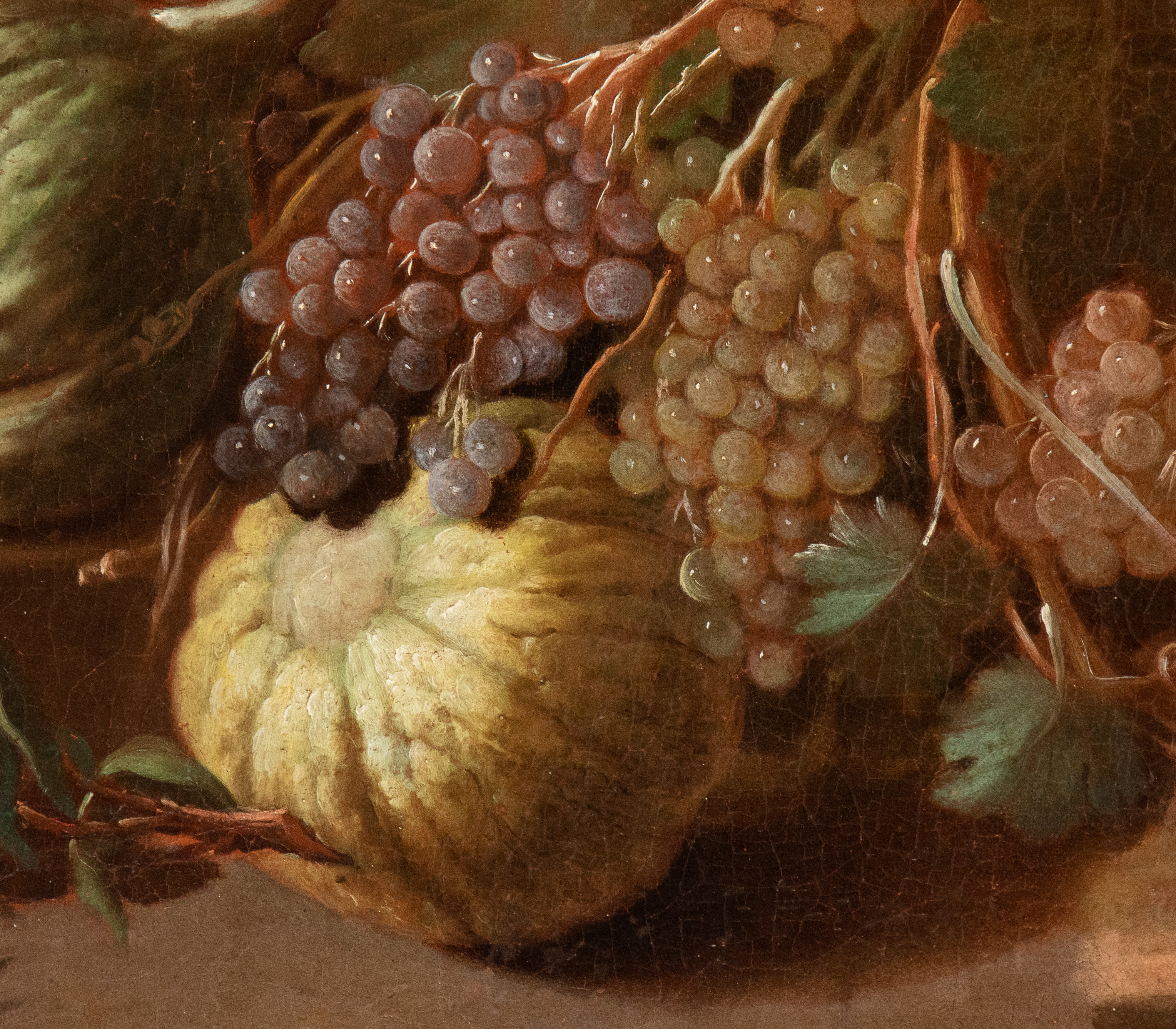 a) Natura morta con uva, zucche, pesche e un serpente; b) Natura morta con cavolo, sedano, melegr...