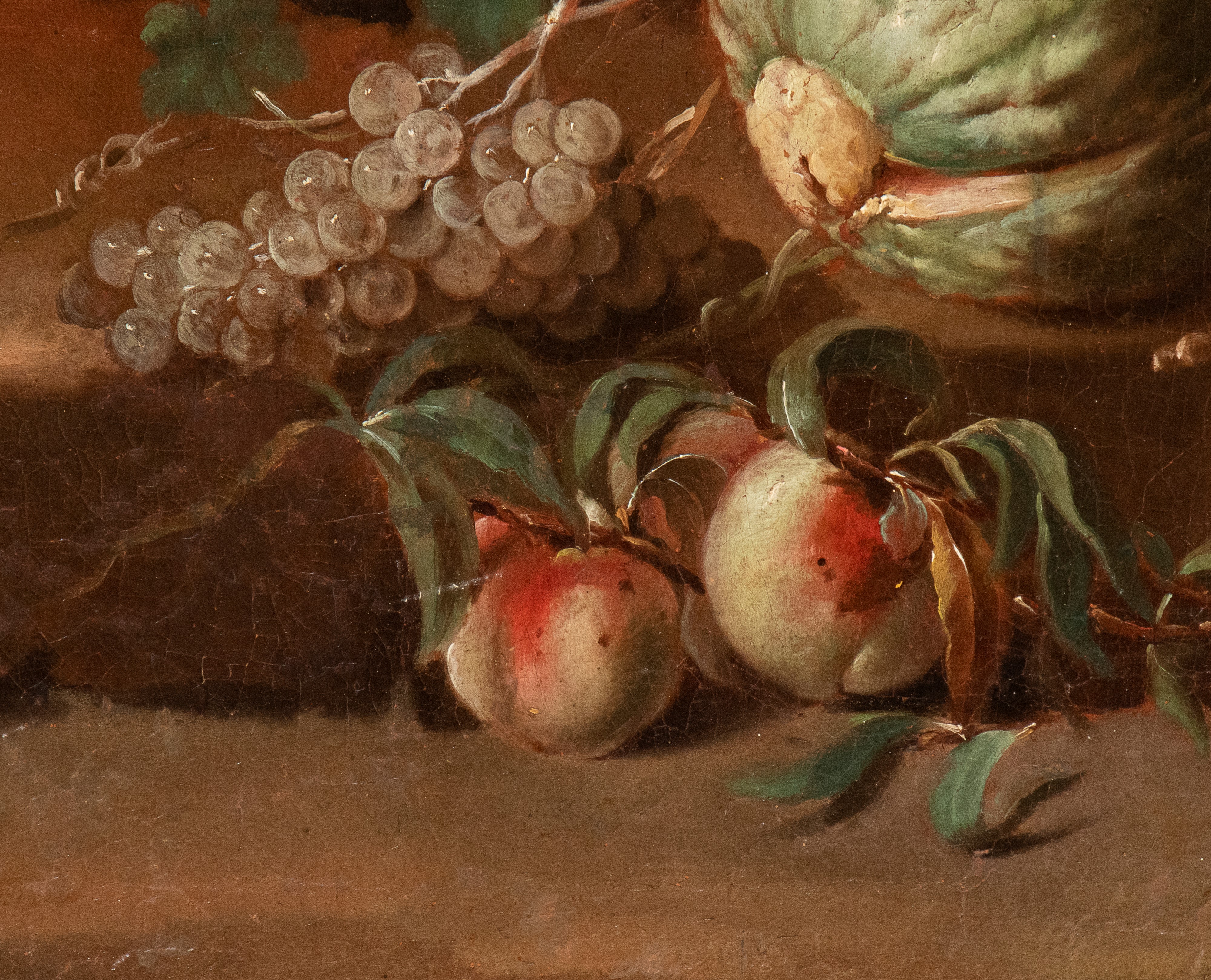 a) Natura morta con uva, zucche, pesche e un serpente; b) Natura morta con cavolo, sedano, melegr...