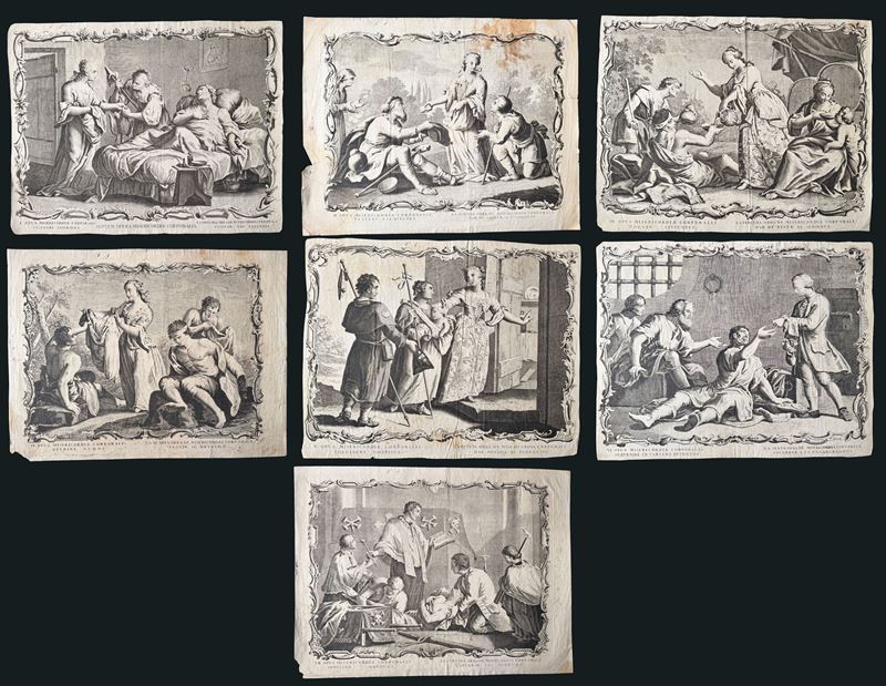 Giovanni Volpato - Opus Misericordiae corporalis - Serie di sette acquaforti