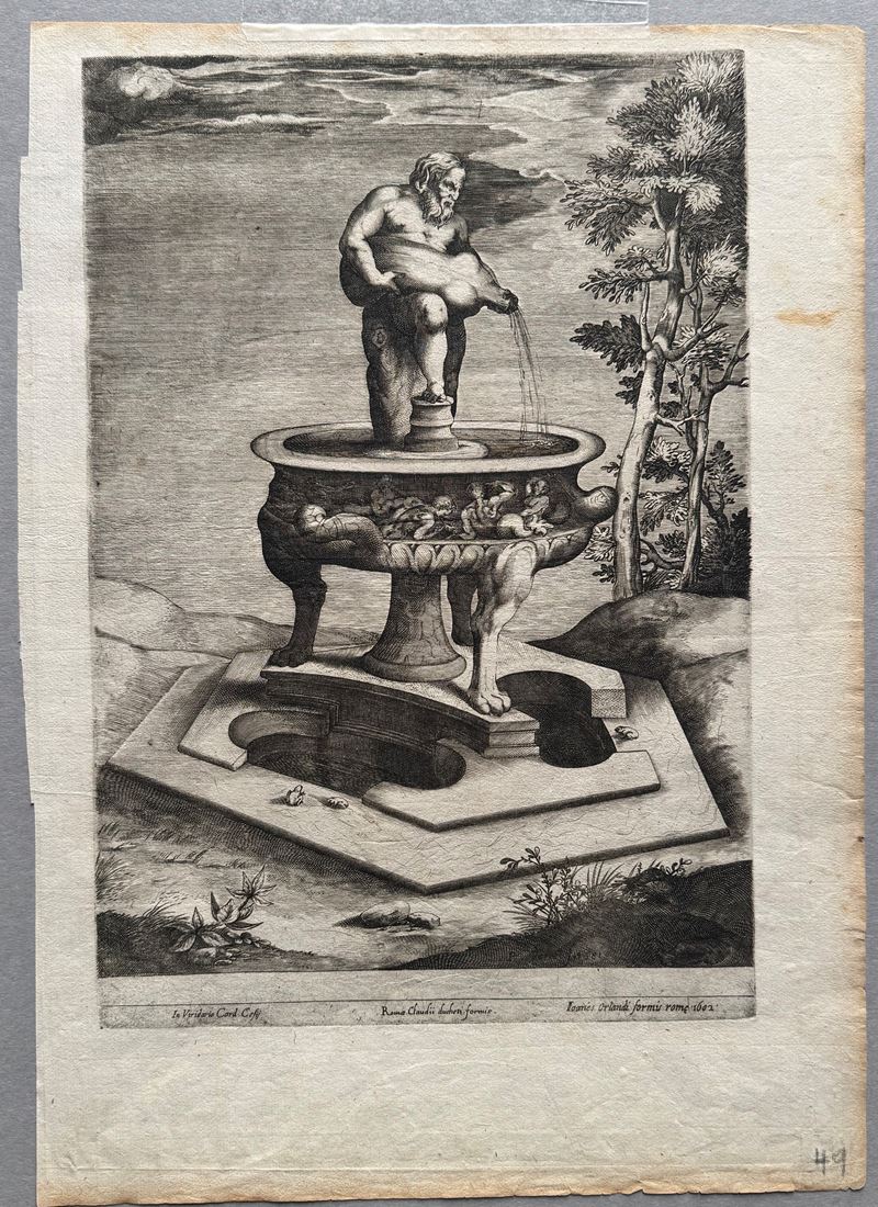 Pieter Perret - Una fontana e una vasca, bulino