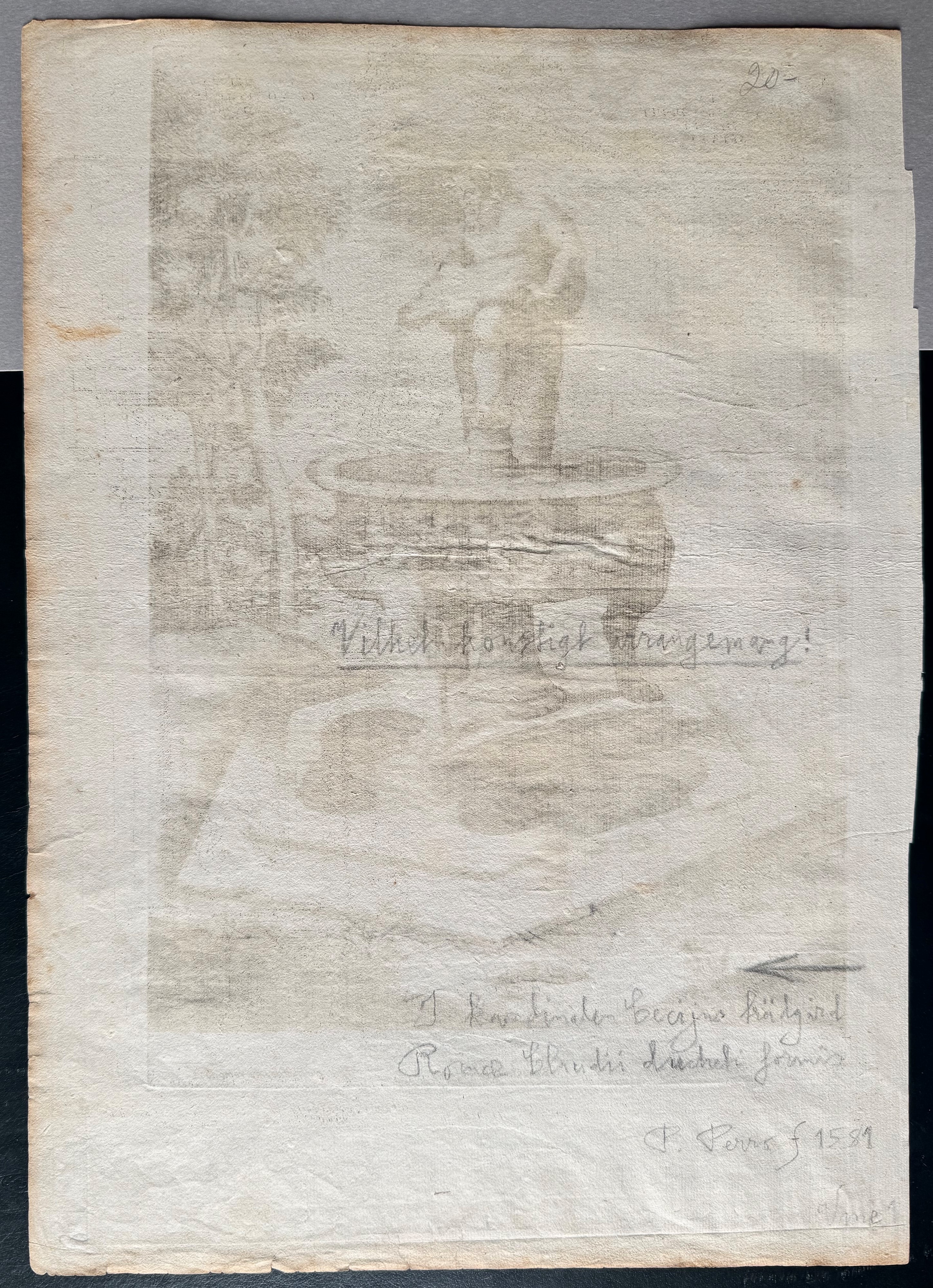 Pieter Perret - Una fontana e una vasca, bulino
