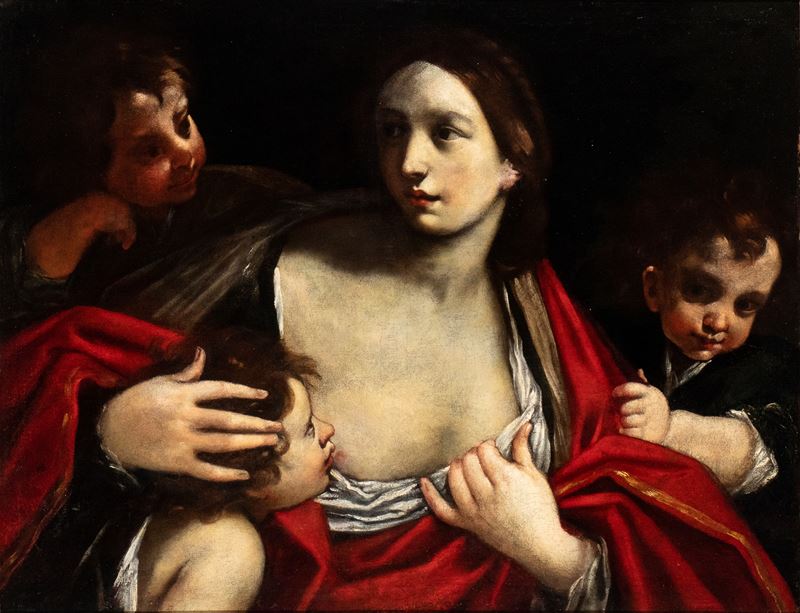 Giacomo Cavedone - Allegoria della Carità, olio su tela