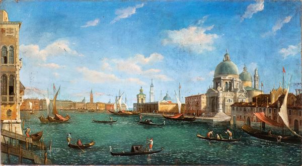 Artista attivo a Venezia, prima met&#224; XIX secolo - View of the Grand Canal with Santa Maria della Salute and Punta della Dogana