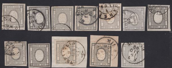 Sardegna - Per Stampati, Studio dei colori del 1 e 2 cent.