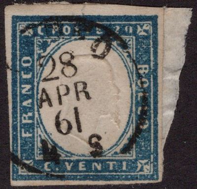 Sardegna, Cobalto Grigio II tavola, 1861 - 20 cent.