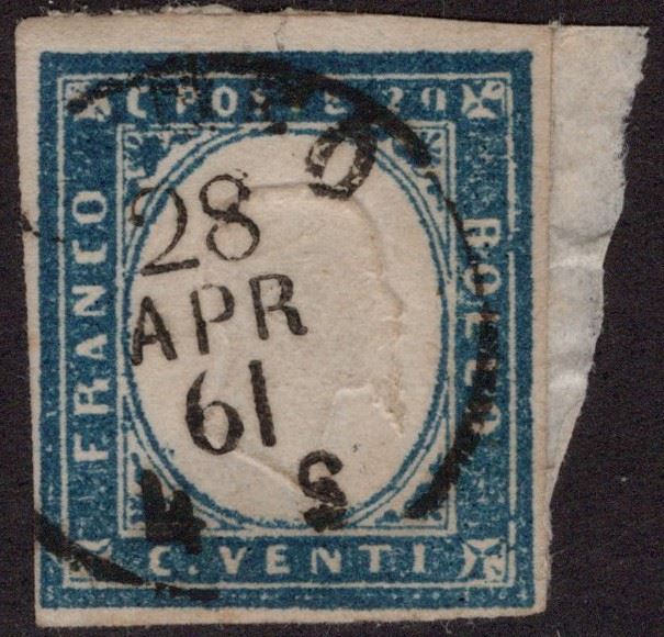 Sardegna, Cobalto Grigio II tavola, 1861 - 20 cent.