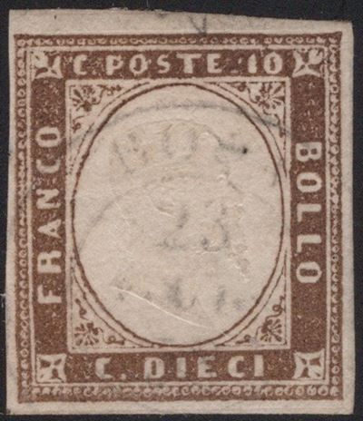 Sardegna, Terra d'Ombra n.14, 1858 - 10 cent.