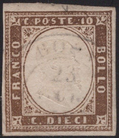 Sardegna, Terra d'Ombra n.14, 1858 - 10 cent.