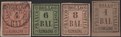 Romagne, Serie di 4 esemplari filatelici di alta qualità del 1859