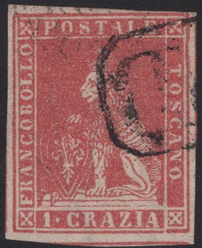 Toscana - II emissione, 1 crazie con filigrana a linee ondulate n.12, 1857