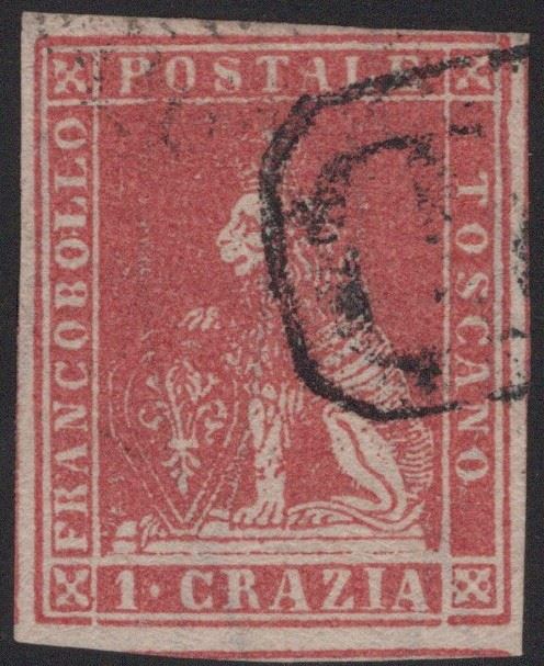 Toscana - II emissione, 1 crazie con filigrana a linee ondulate n.12, 1857