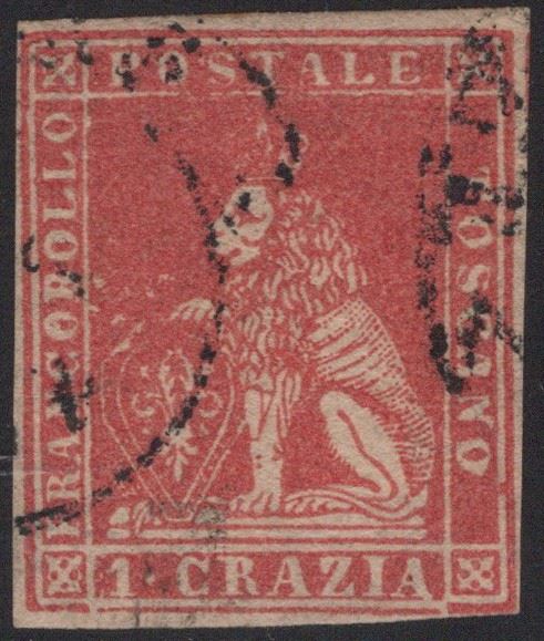 Toscana - II emissione, 1 crazia con filigrana a linee ondulate n.12. Molto bello.
