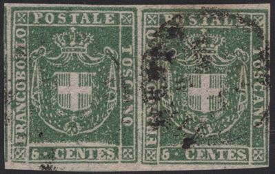 Toscana - Governo Provvisorio, 5 centesimi verde n. 18 in coppia