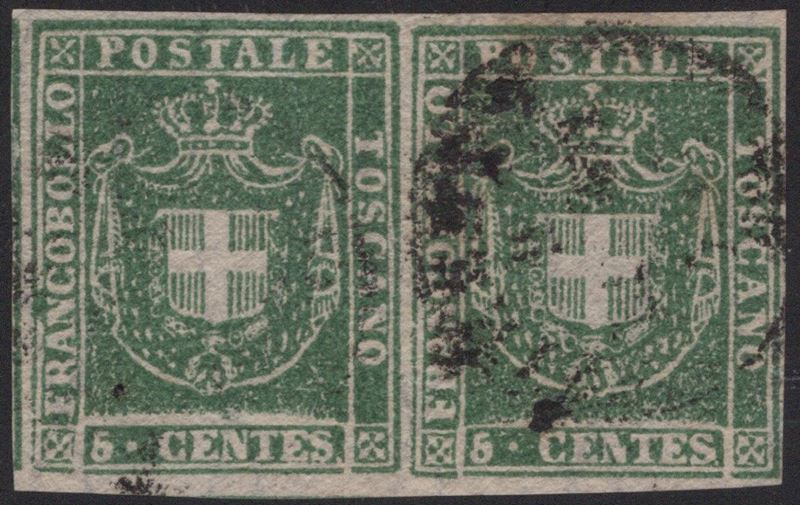 Toscana - Governo Provvisorio, 5 centesimi verde n. 18 in coppia