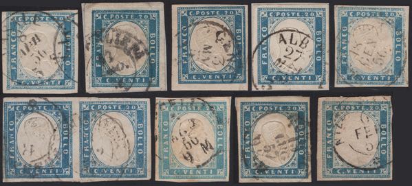 Sardegna - IV emissione, 20 centesimi, 10 esemplari della prima tiratura.