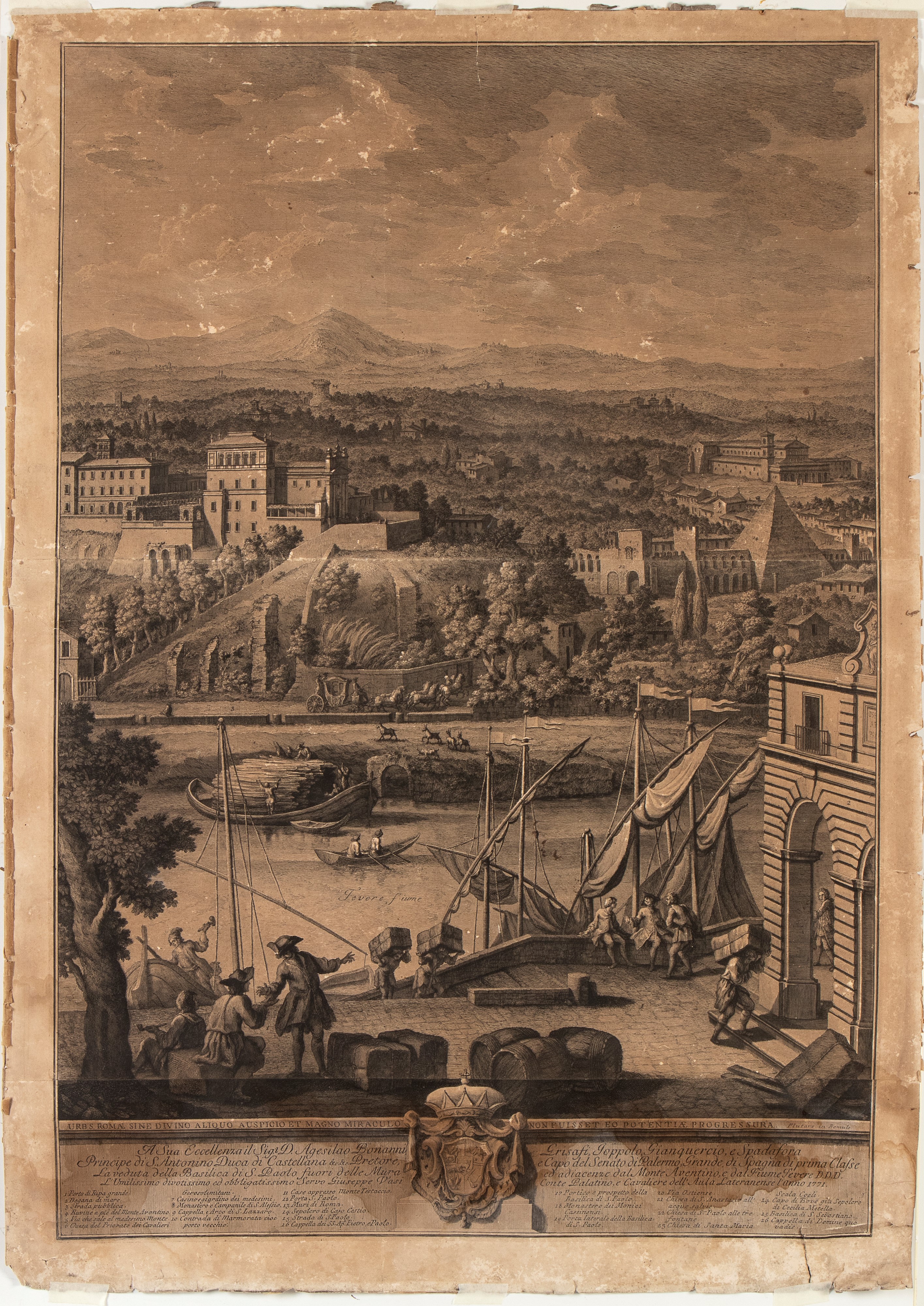 Giuseppe Vasi - Il Prospetto della Città Leonina con la Basilica Vaticana, Ponte, e Castel S. Ang...