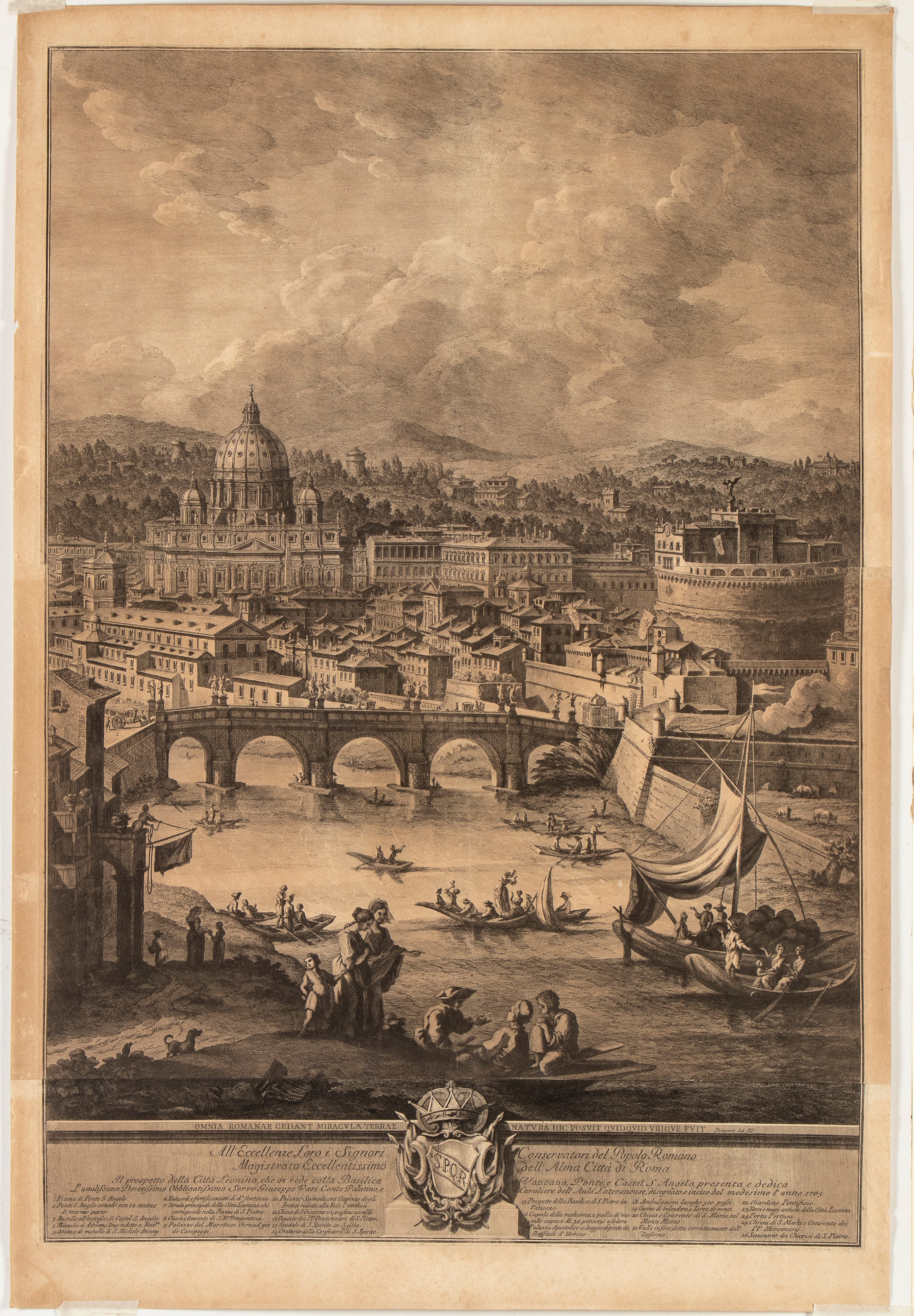 Giuseppe Vasi - Il Prospetto della Città Leonina con la Basilica Vaticana, Ponte, e Castel S. Ang...