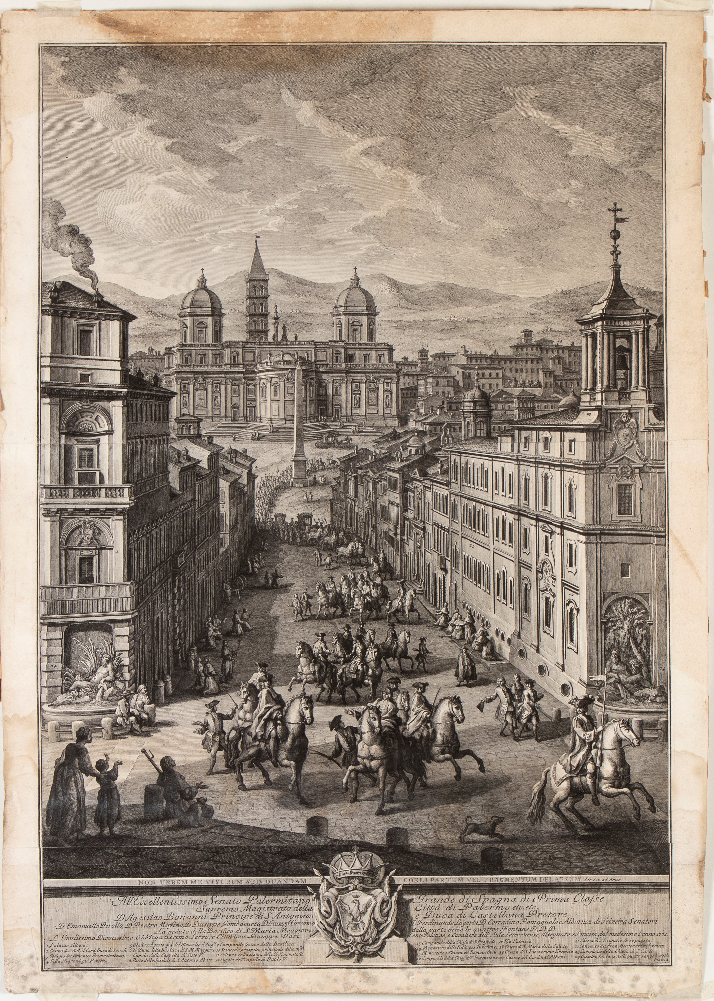 Giuseppe Vasi - Il Prospetto della Città Leonina con la Basilica Vaticana, Ponte, e Castel S. Ang...
