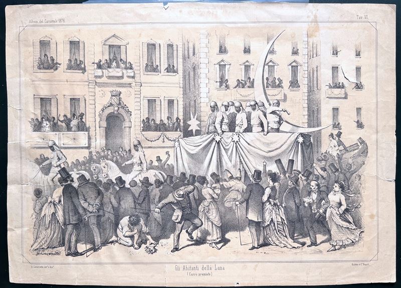 Carro premiato, Gli Abitanti della Luna - Litografia, Napoli 1876