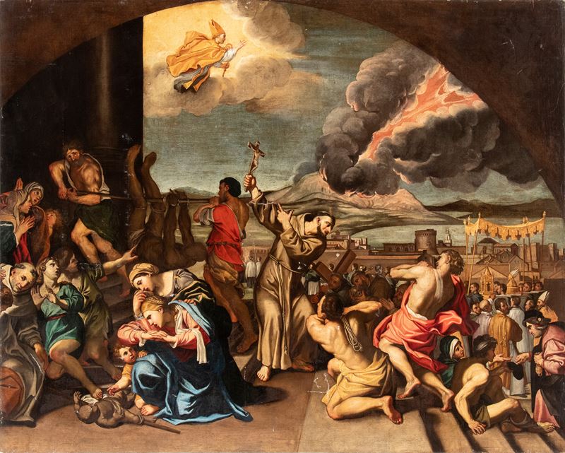 Artista Attivo a Napoli, XVIII Secolo - Autore ignoto, Il miracolo di San Gennaro con la processi...