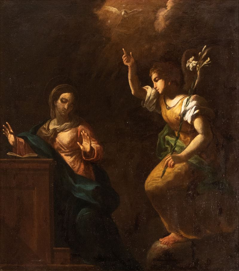 Artista Napoletano, XVII Secolo - Annunciazione, olio su tela