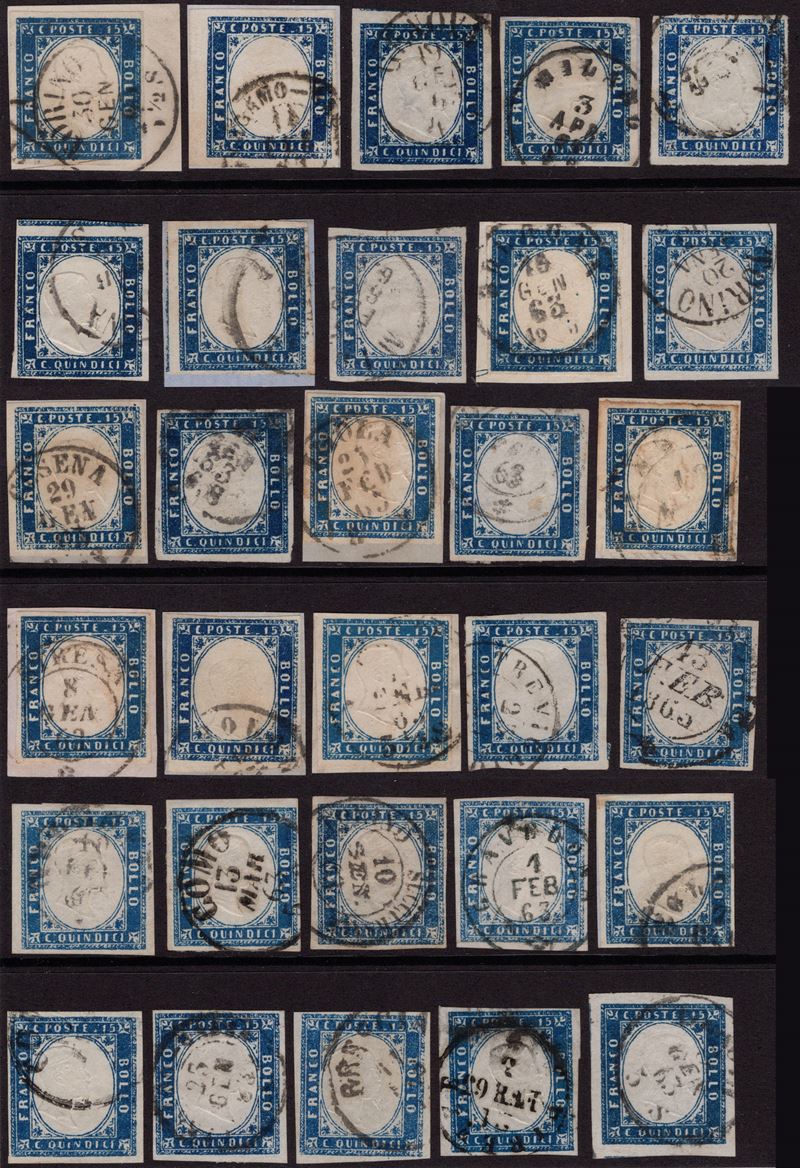 1863, 15 centesimi Tipo Sardegna - 30 Esemplari di Ottima Qualità