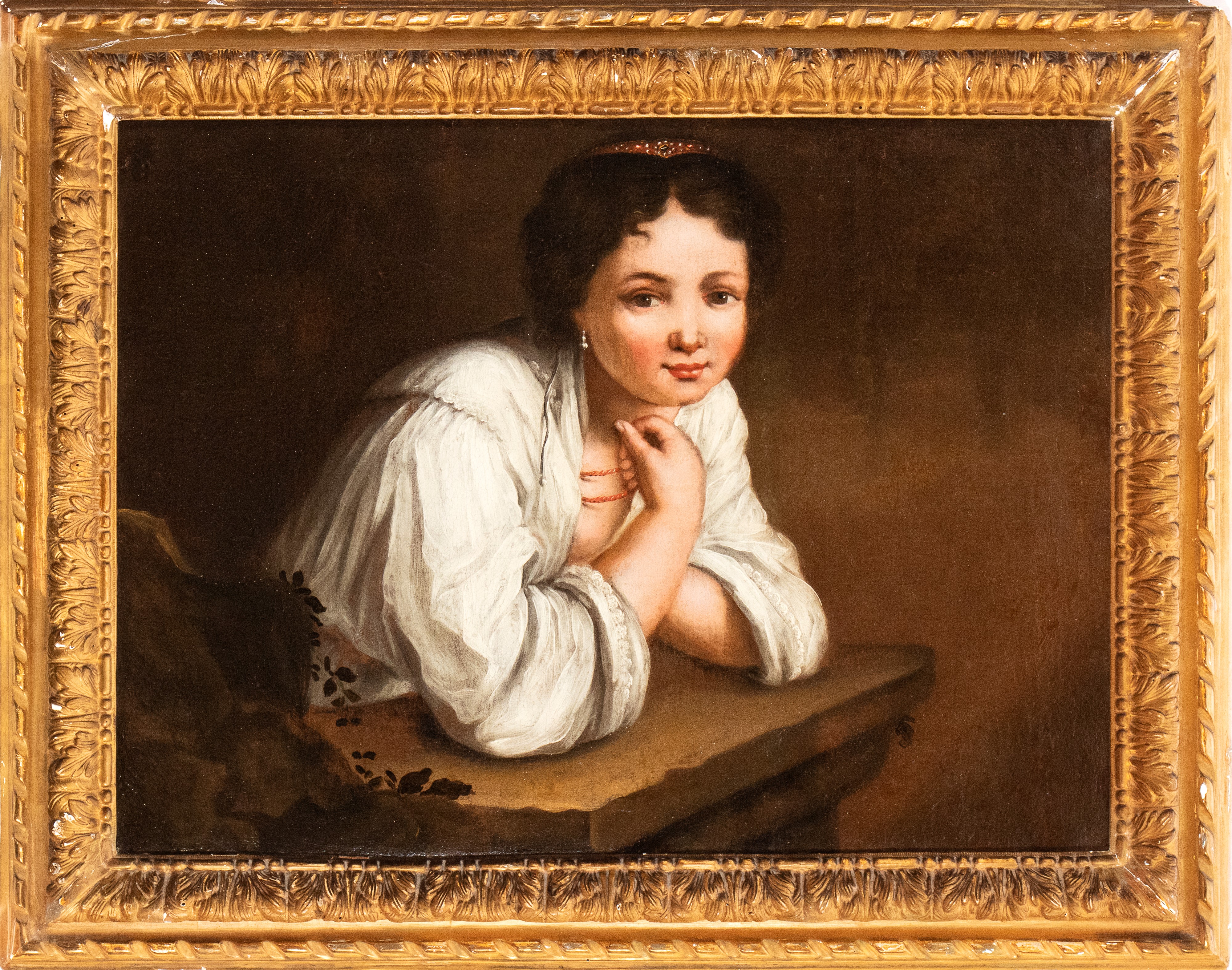 Artista Lombardo, XVIII Secolo - Ritratto di fanciulla, olio su tela