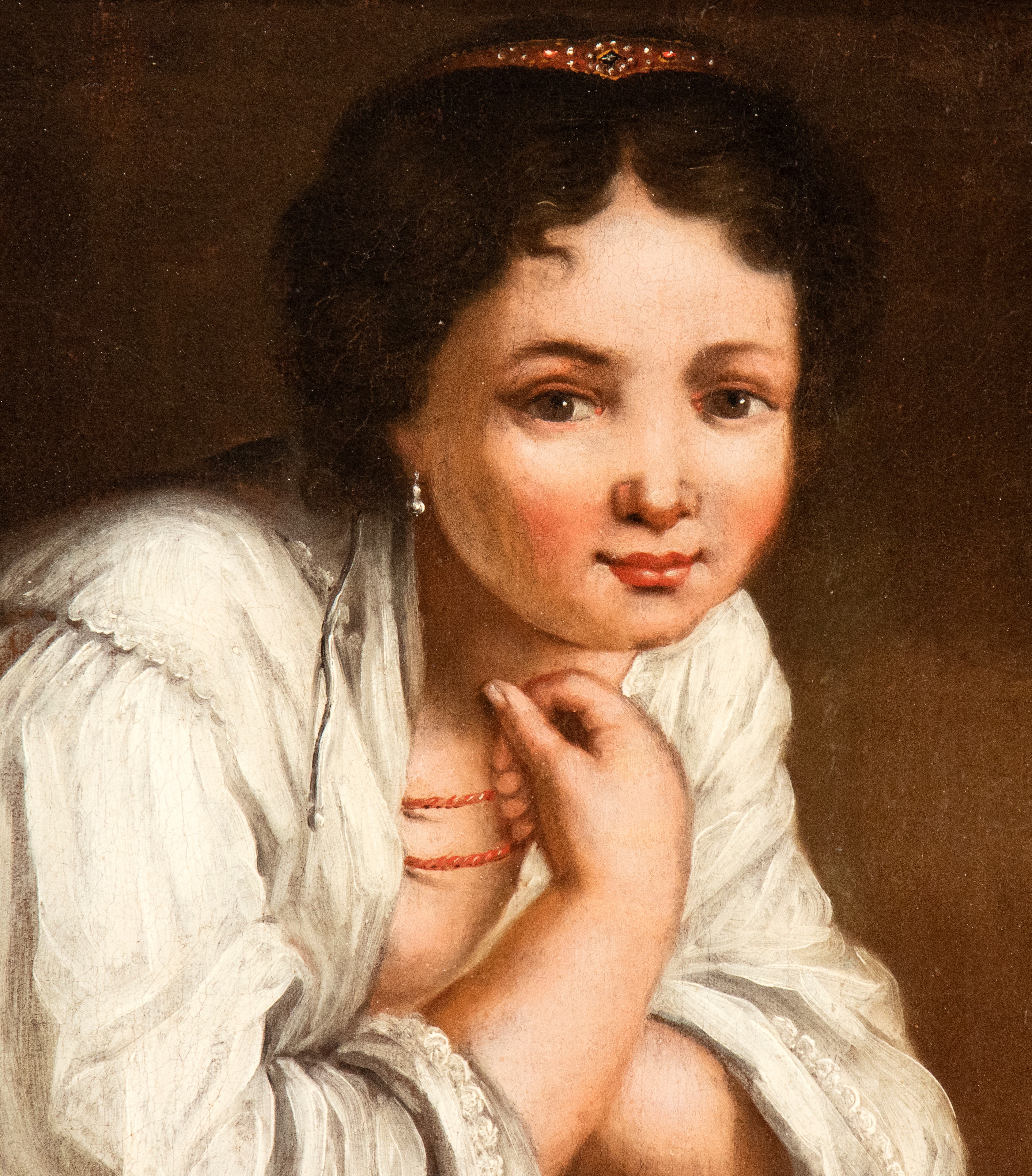 Artista Lombardo, XVIII Secolo - Ritratto di fanciulla, olio su tela