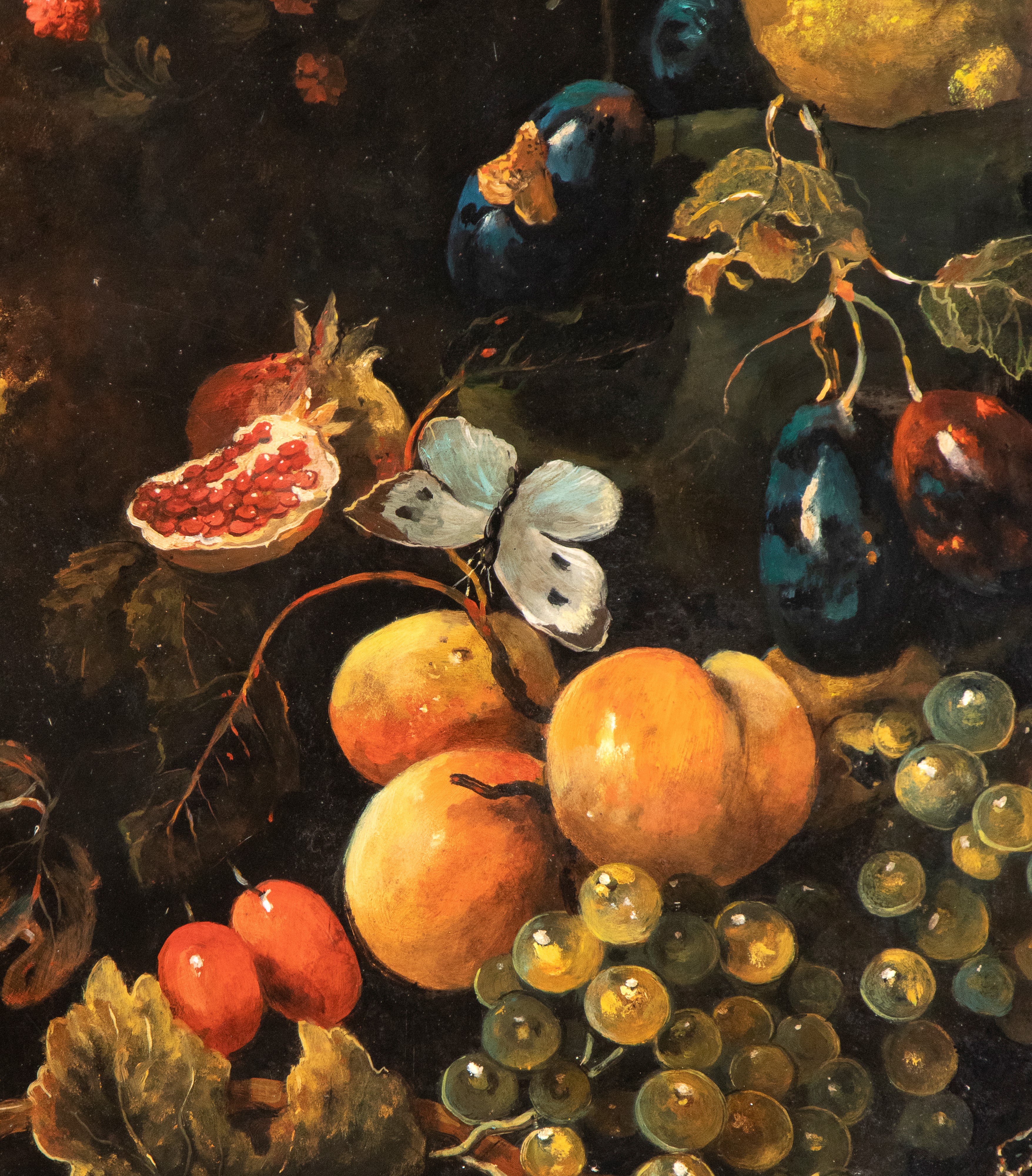 Artista Anonimo, XIX-XX Secolo - Natura morta in un paesaggio, olio su lavagna