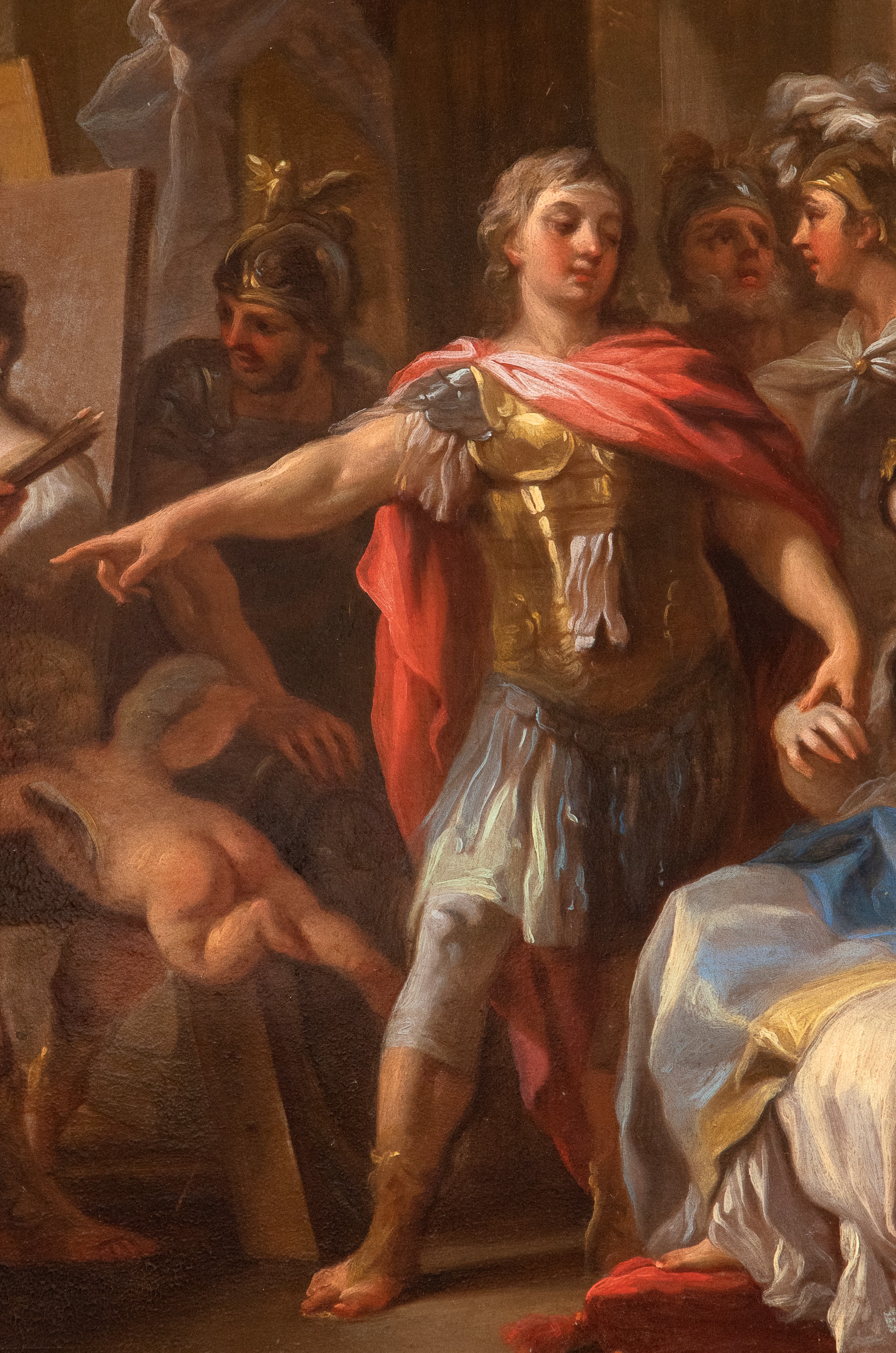 Francesco Solimena - Apelle ritrae Campaspe alla presenza di Alessandro Magno, olio su rame