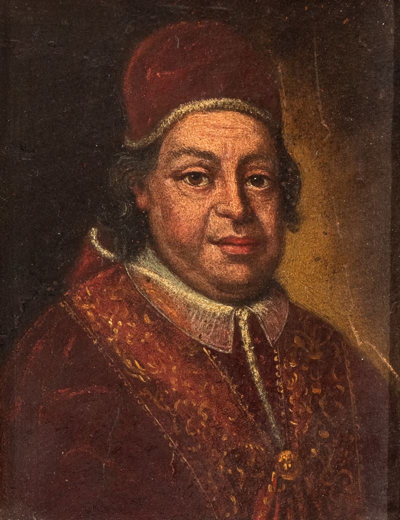 Artista Attivo a Roma, XVIII Secolo - Ritratto di Papa Clemente XII Rezzonico, olio su tavola