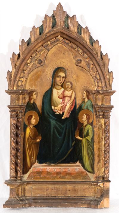 Madonna in trono con il Bambino e santi, olio su tavola