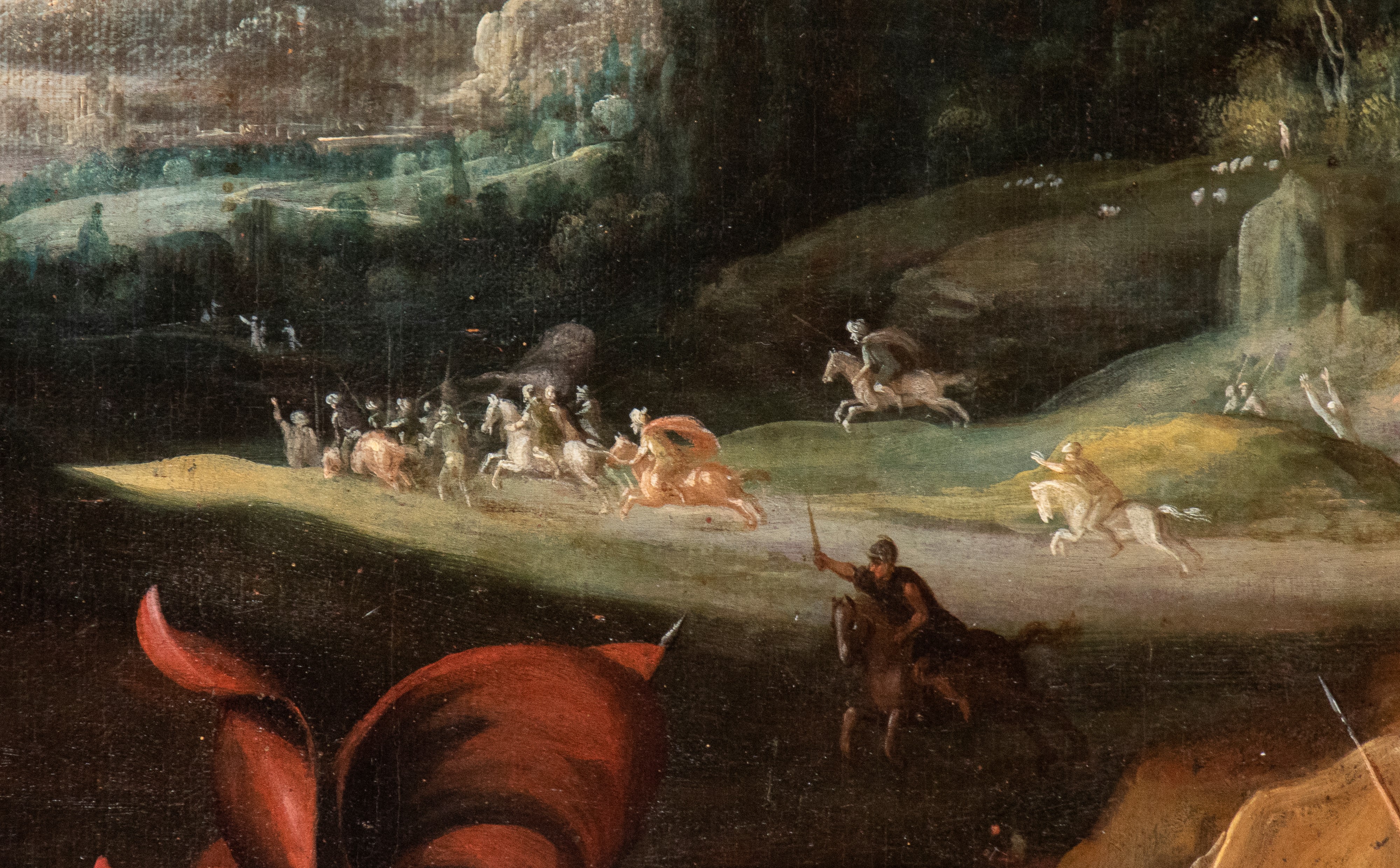 Artista Attivo a Roma, Prima Metà XVII Secolo - Autore anonimo, Paesaggio con la vocazione di Sau...