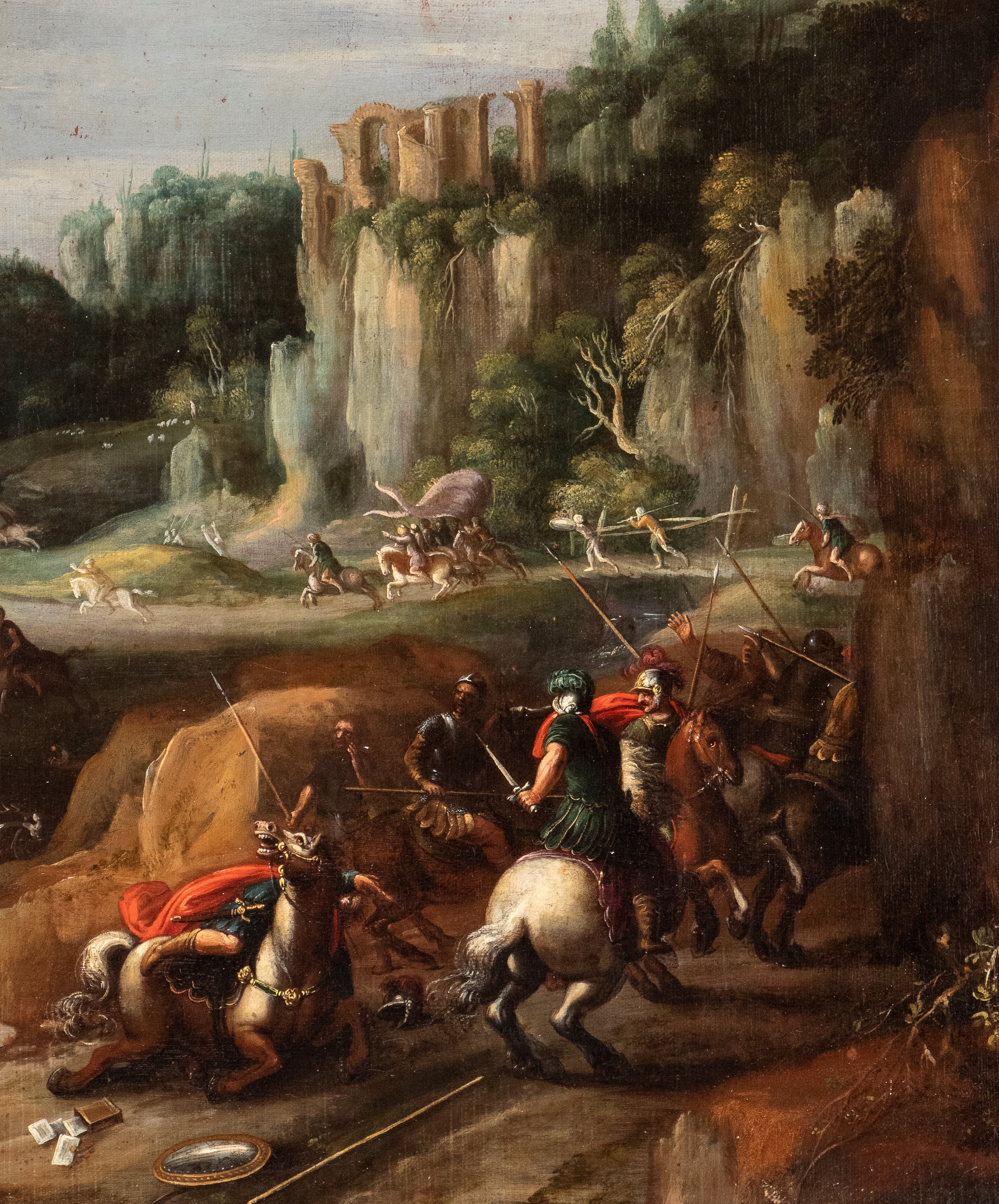 Artista Attivo a Roma, Prima Metà XVII Secolo - Autore anonimo, Paesaggio con la vocazione di Sau...