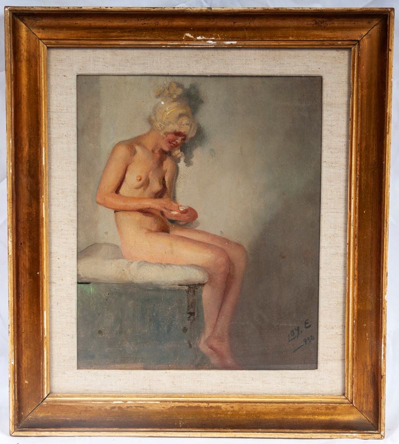Erminio Loy - Nudo di donna, dipinto olio su tavola