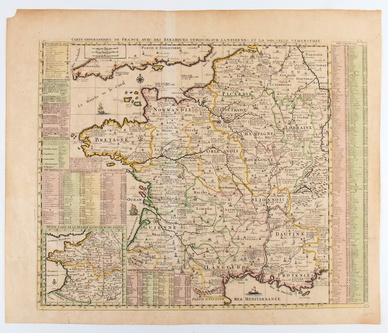 Henri Abraham Chatelain - Carte Geographique De France, Acquaforte e bulino