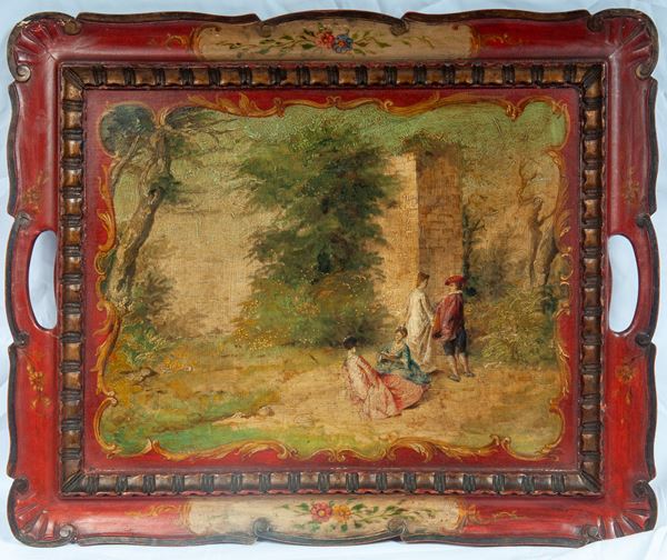 Painted wooden tray