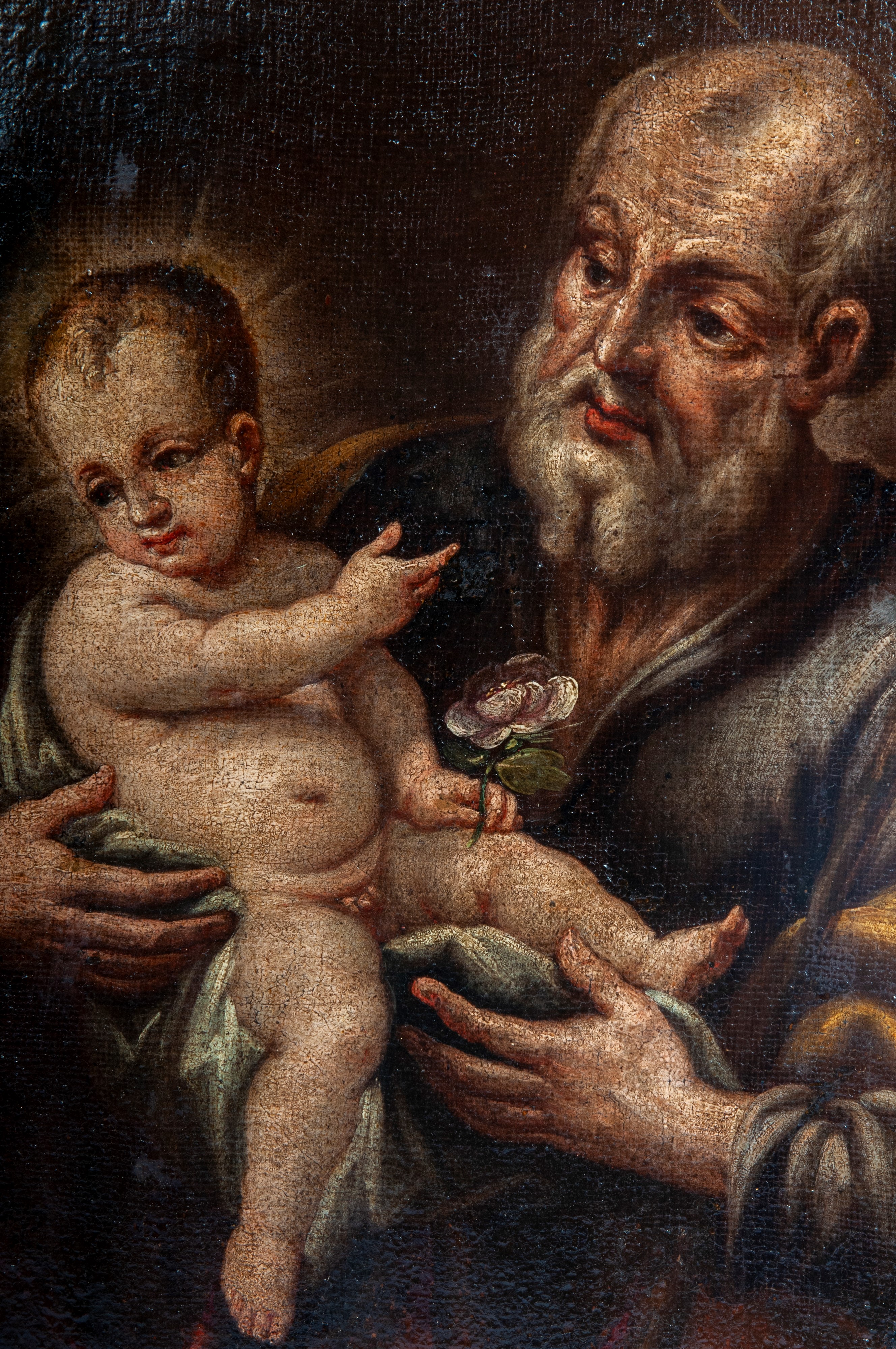 Capoletto devozionale con San Giuseppe e Bambino, dipinto ad olio su tela