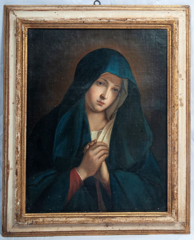 Autore non identificato, Capoletto devozionale con Madonna orante, dipinto ad olio su tela