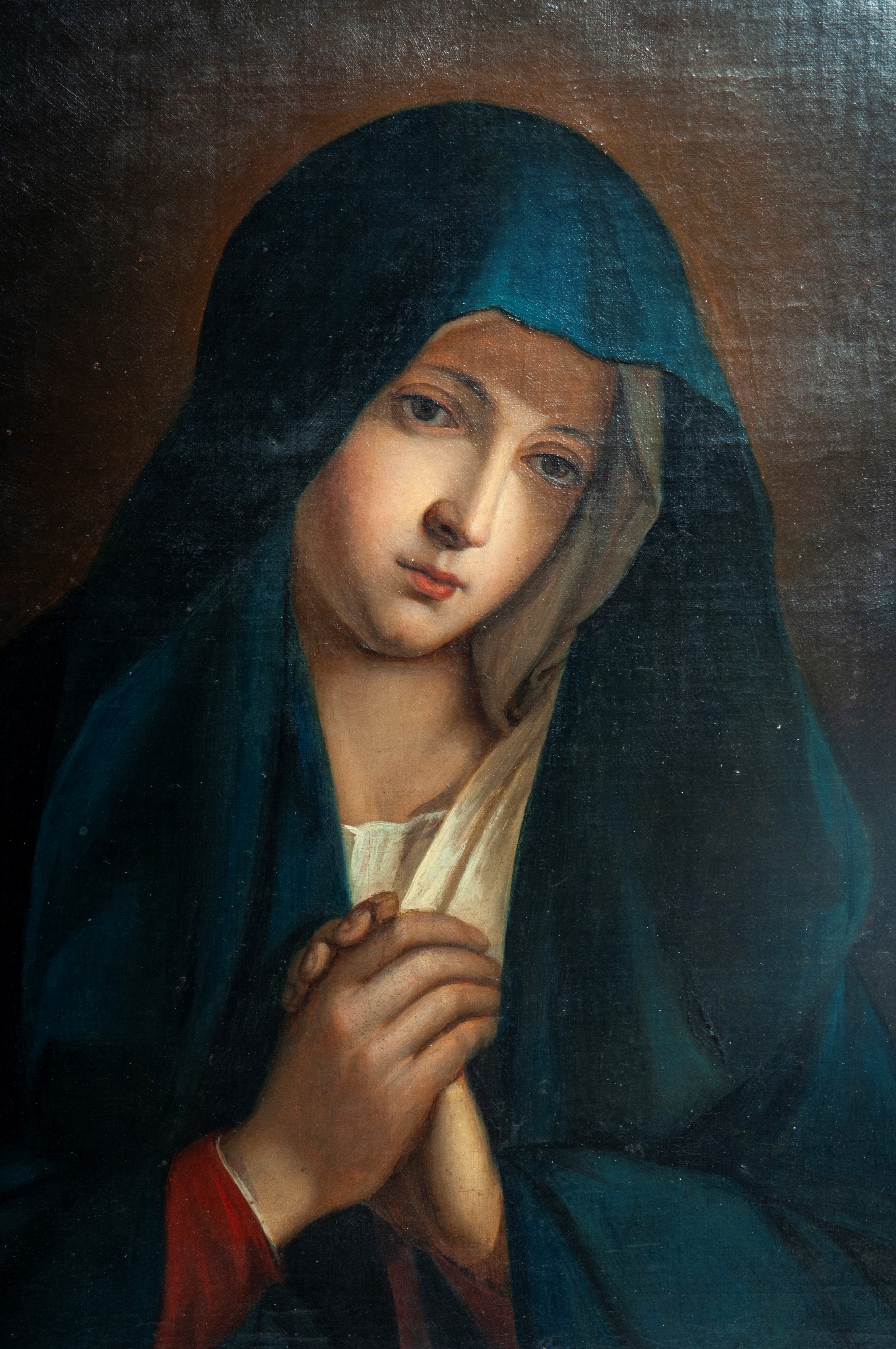 Autore non identificato, Capoletto devozionale con Madonna orante, dipinto ad olio su tela