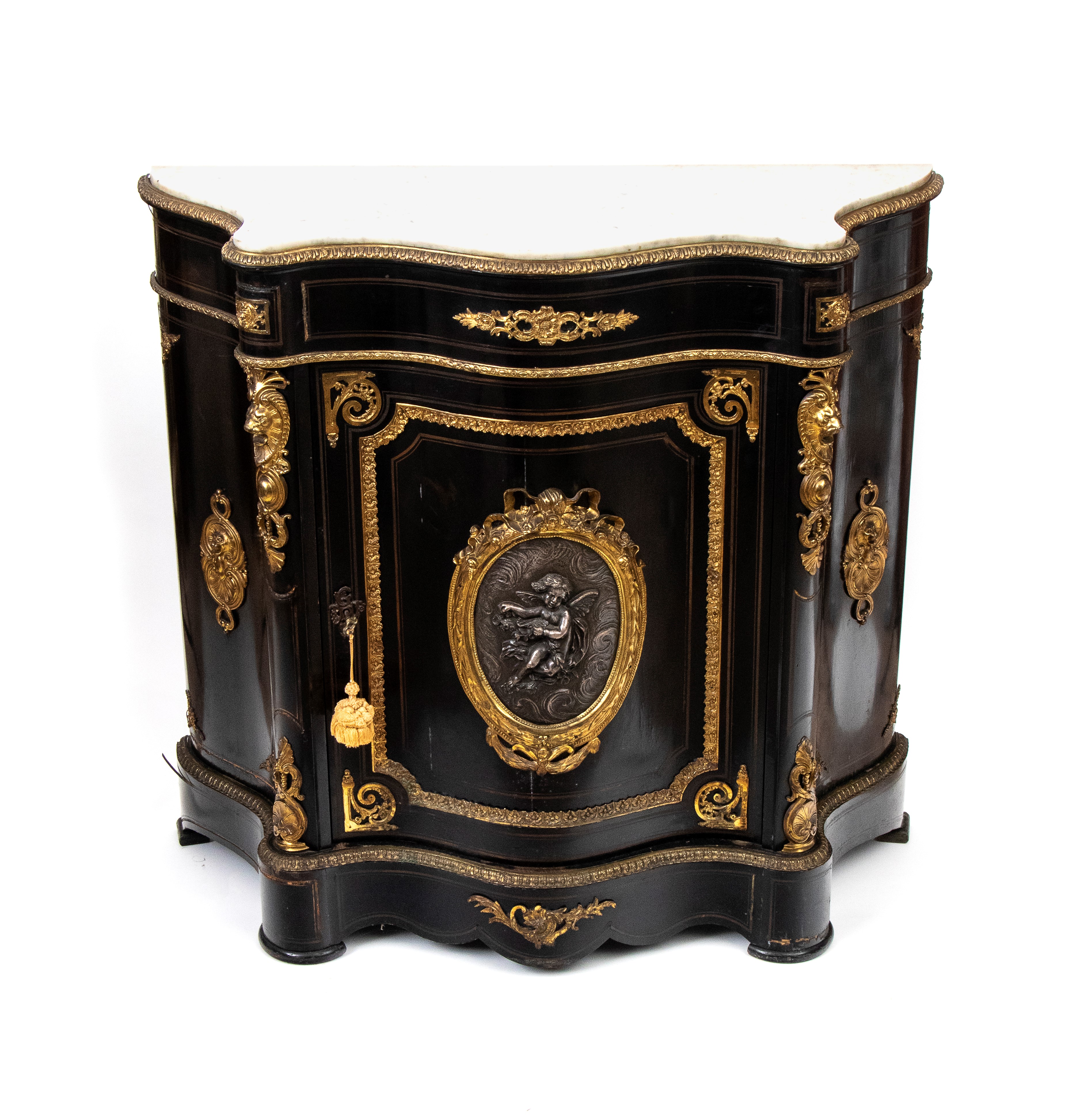 Credenza francese, Napoleone III, legno ebanizzato con applicazioni in bronzo dorato, XIX secolo