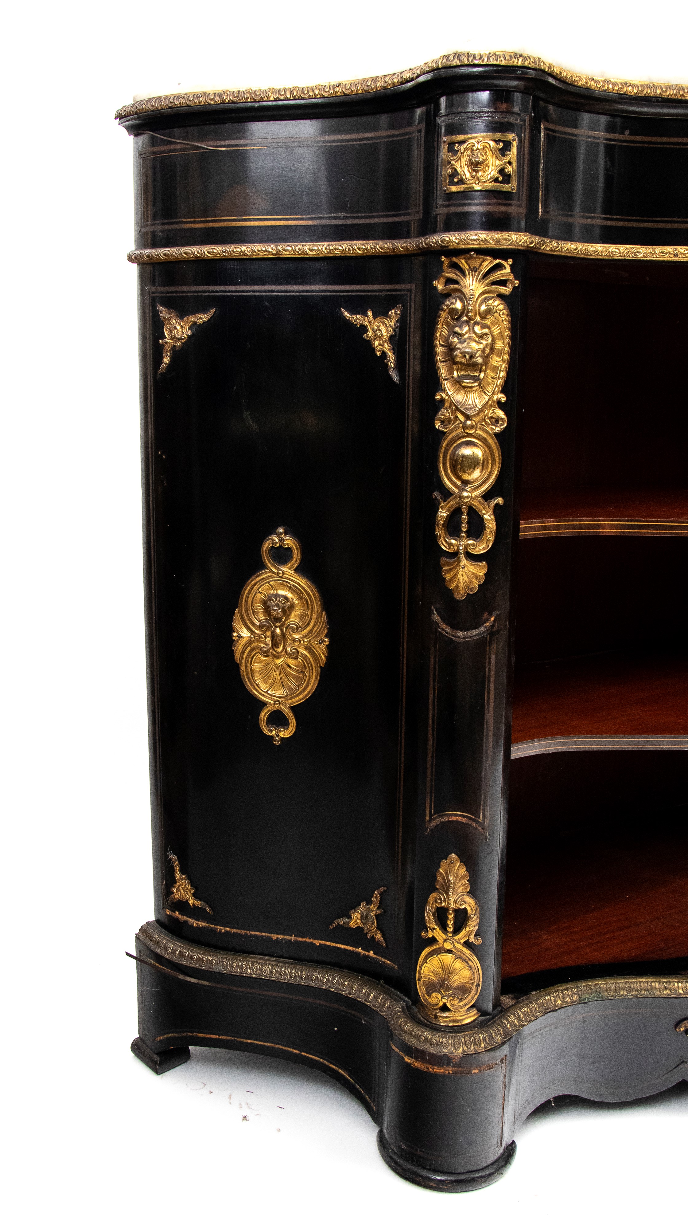 Credenza francese, Napoleone III, legno ebanizzato con applicazioni in bronzo dorato, XIX secolo