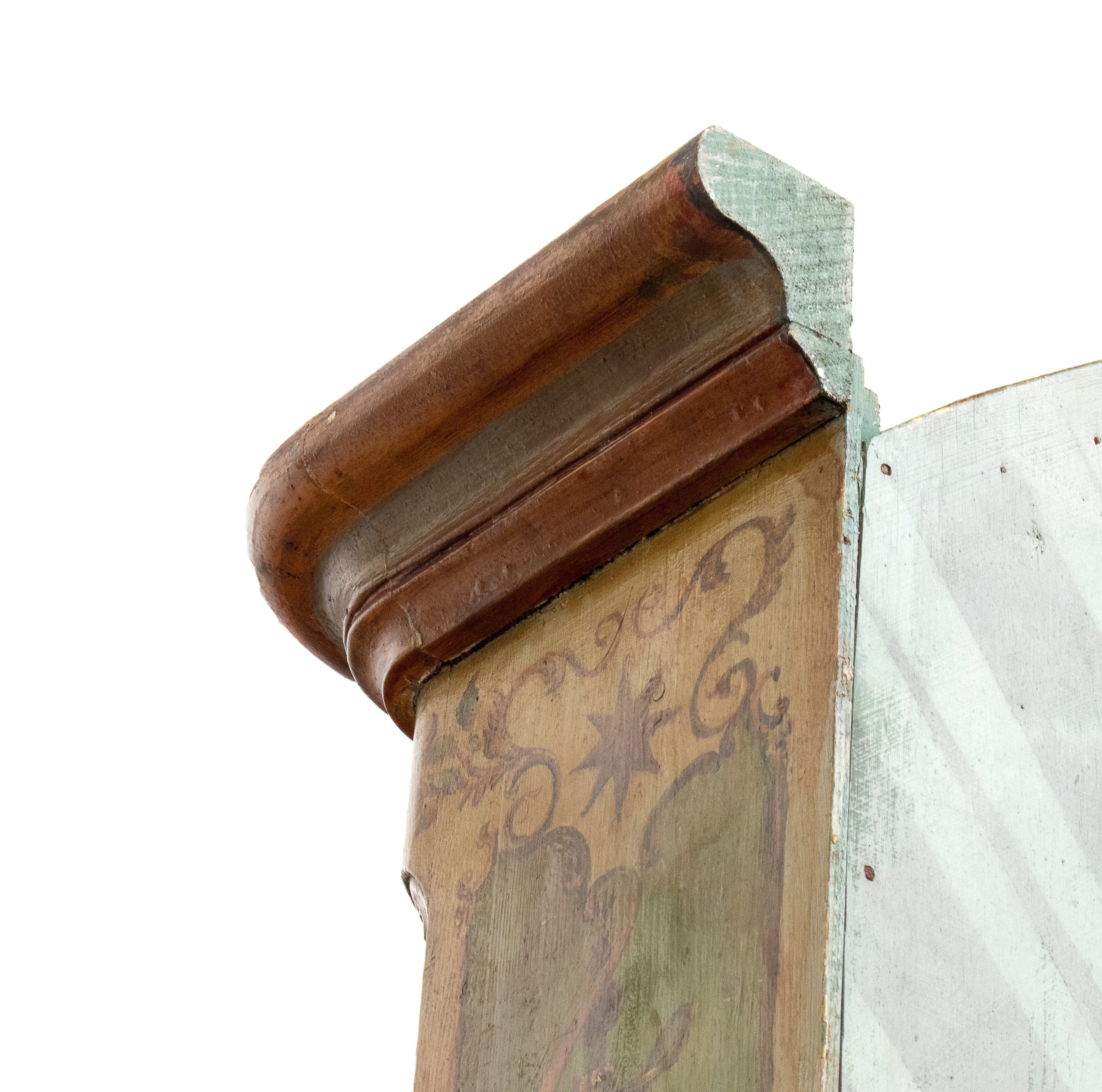 Credenza a due corpi, laccata e dipinta, Venezia, XX secolo